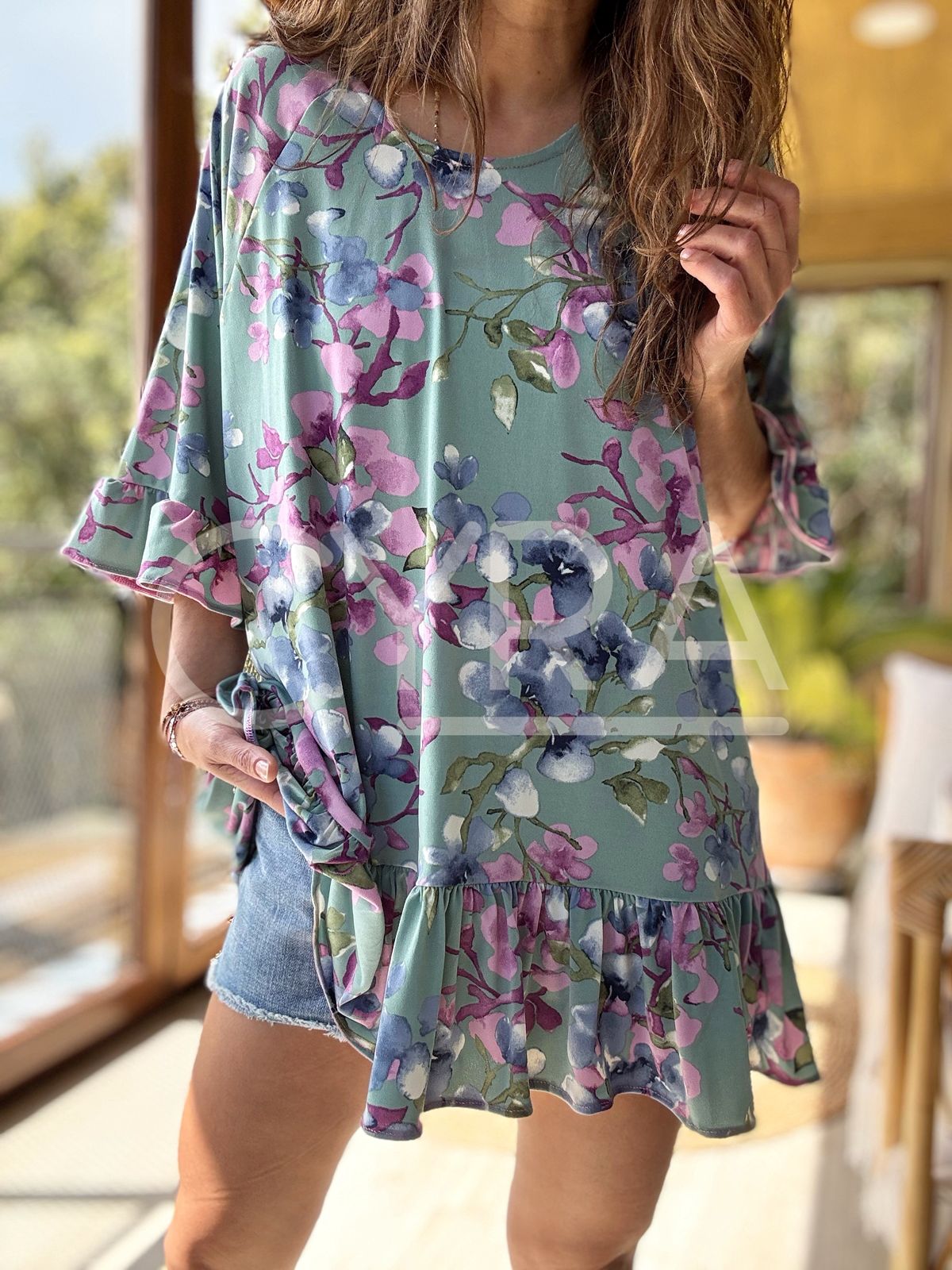 Blusón Flores agua - Colección CYRA