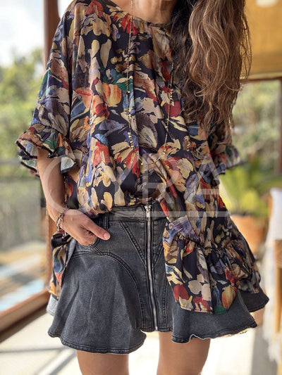 Mini falda voila negro