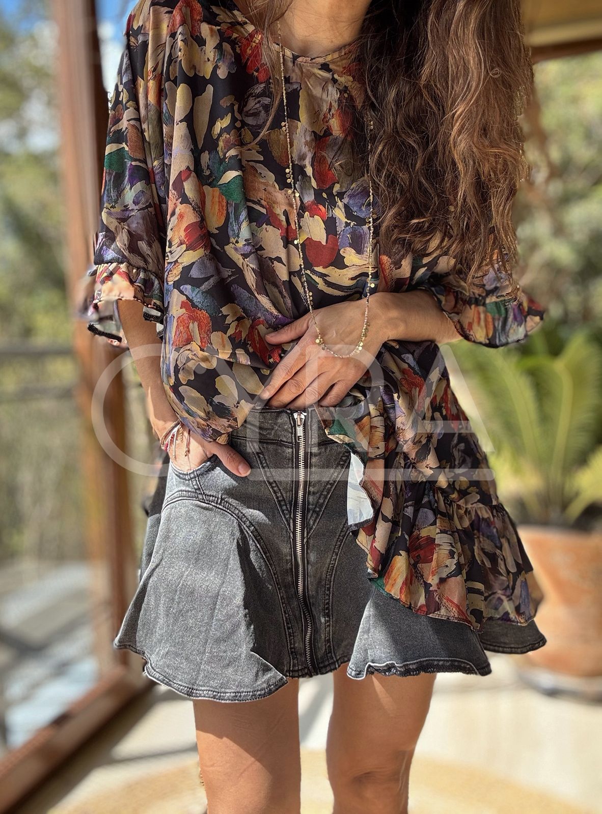 Mini falda voila negro