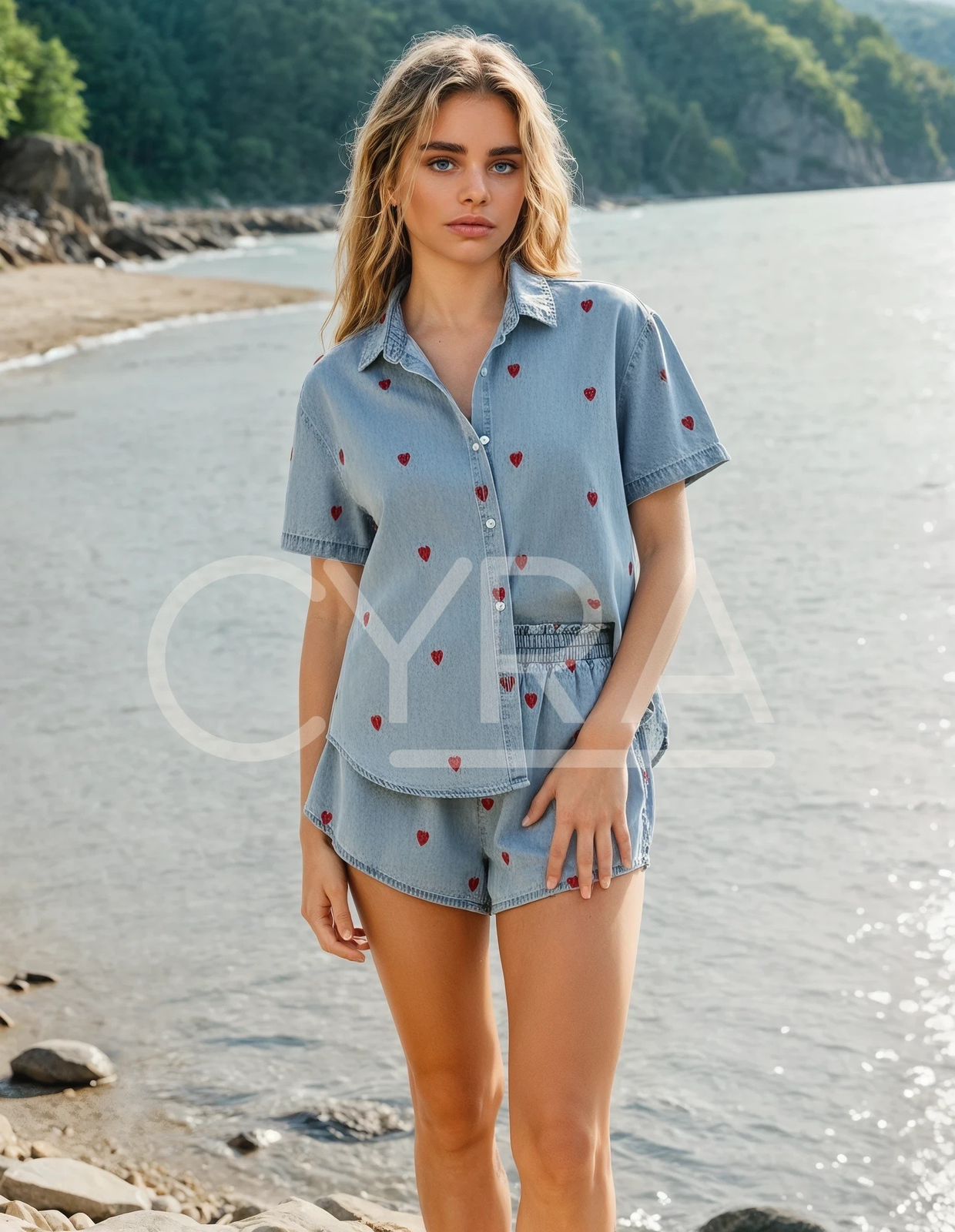 Conjunto tencel corazón