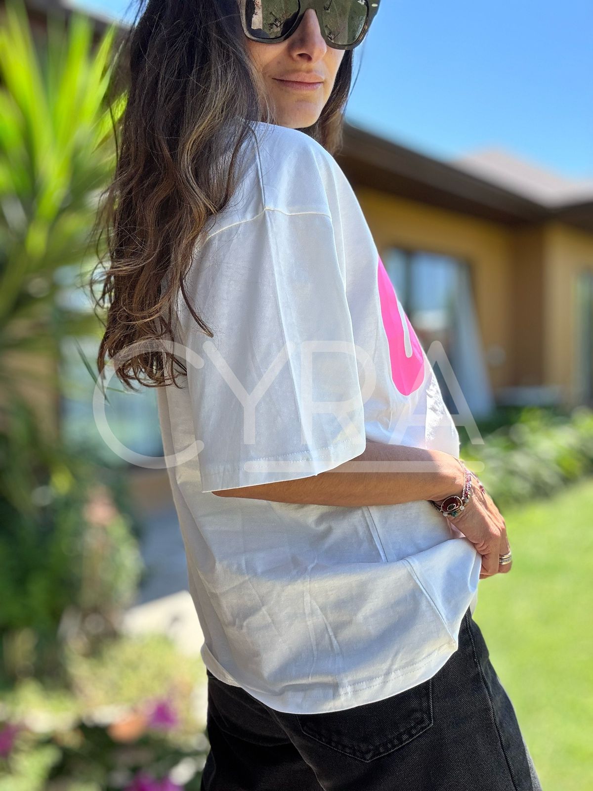 Polera Ciao blanco - rosado