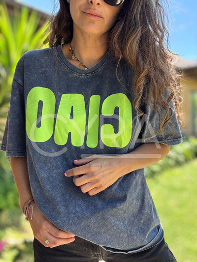 Polera Ciao gris – verde
