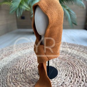 Gorro bufanda lana terracota 2