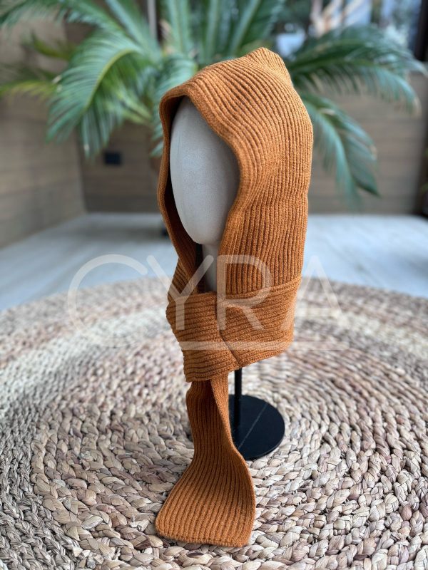 Gorro bufanda lana terracota 2