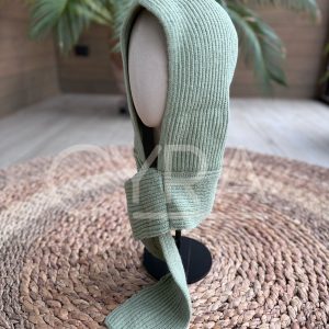 Gorro bufanda lana verde menta