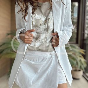 Falda pantalón lino blanco