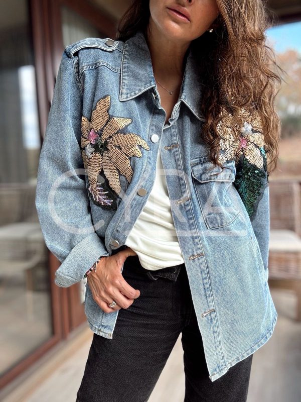 Chaqueta Manuela jeans lentejuelas
