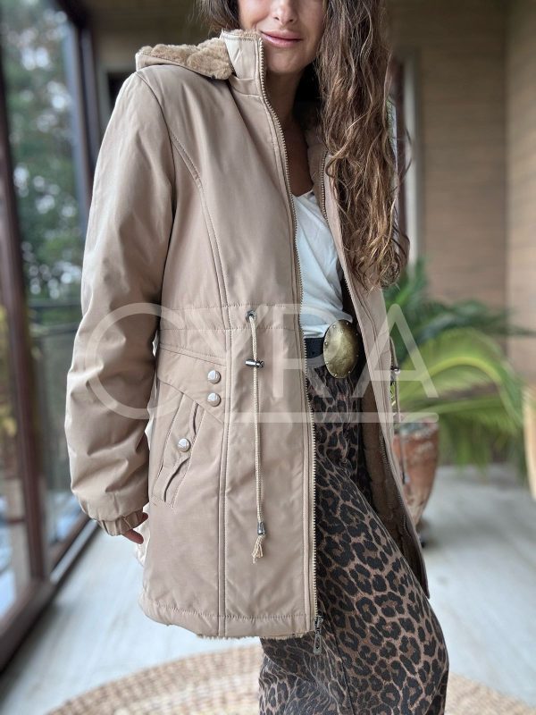 Chaqueta impermeable reversible beige - Imagen 8