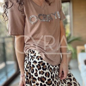 Polera tachas Café