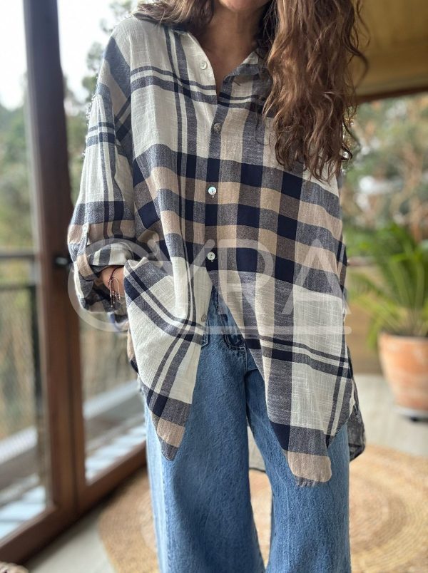 Camisa lino escocés