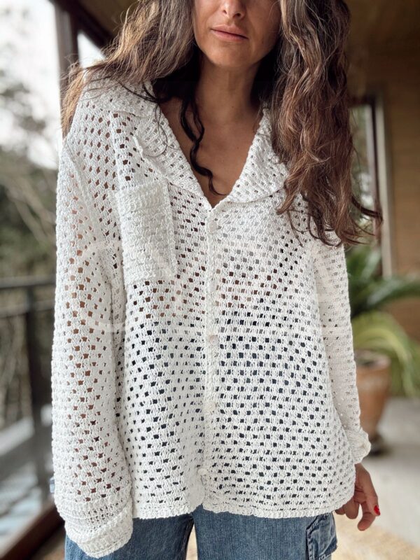 Chaleco Hilo botones blanco