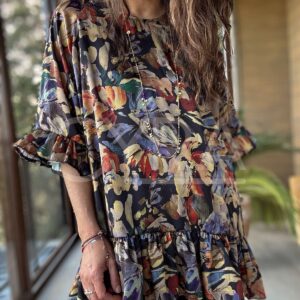 Blusón Flores Satén - Colección CYRA